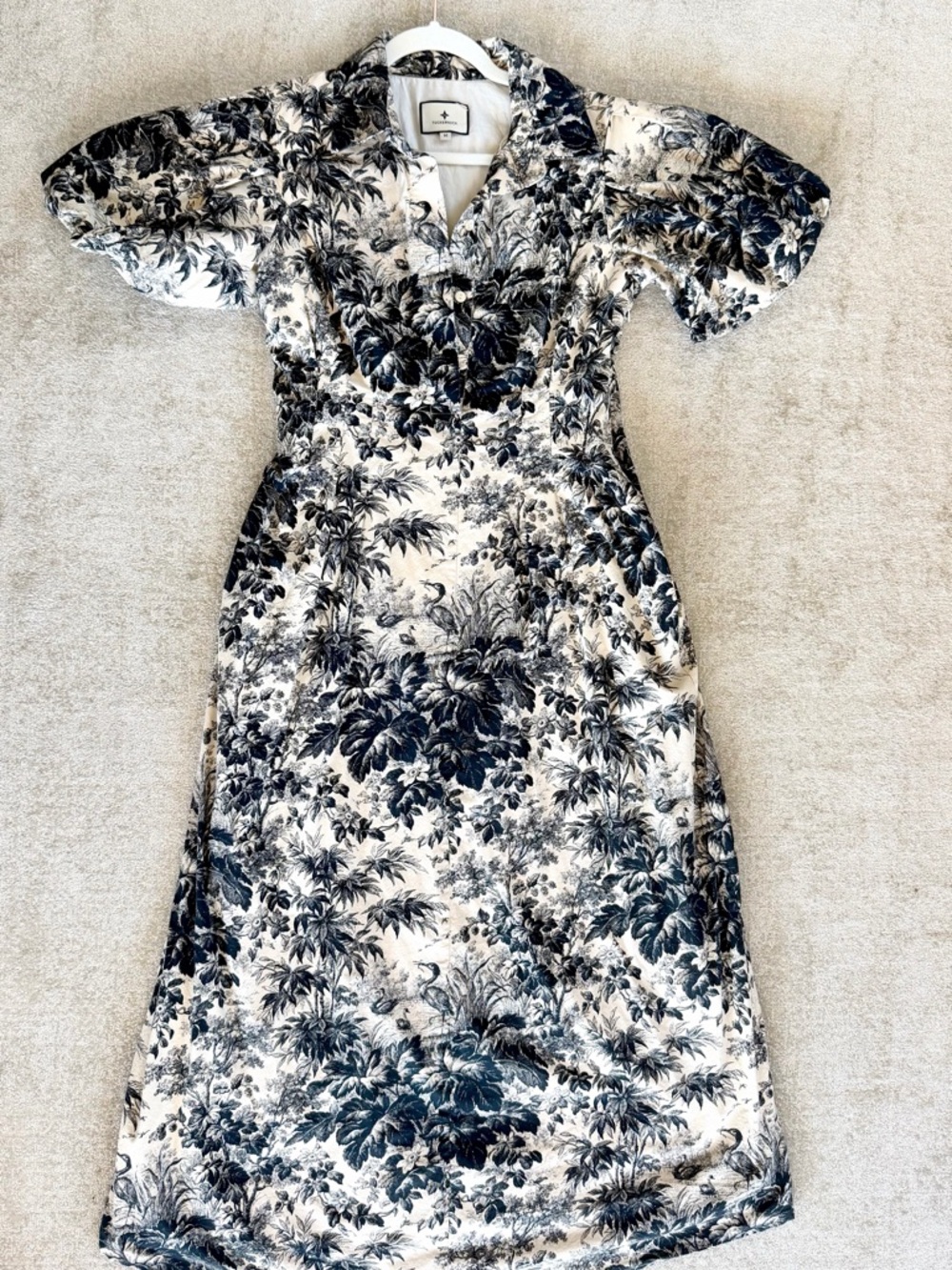 Tuckernuck Toile Print Midi Dress Medium Black Cream